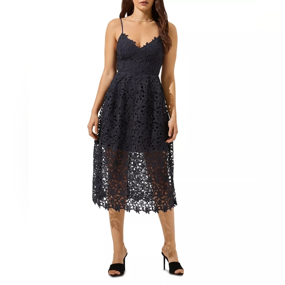 ASTR the Label Elegant Black Lace Illusion Midi Dress - Size XL - Picture 2 of 11